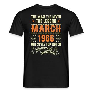 Mars 1966 Cadeau d’anniversaire Vintage Mars 1966 - T-shirt homme - noir - Devant - AI Model Male 178 light (178cm)