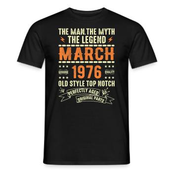 Mars 1976 Cadeau d’anniversaire Vintage Mars 1976 - T-shirt homme - noir - Devant - AI Model Male 178 light (178cm)