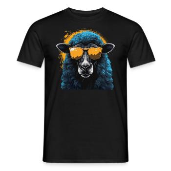 Mouton cool avec des lunettes de soleil - T-shirt homme - noir - Devant - AI Model Male 178 light (178cm)