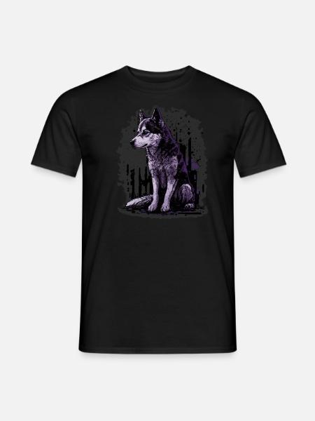 Chien husky - T-shirt homme - noir