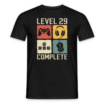 29th Birthday Level 29 Complete Gamer 29 Years - Men's T-Shirt - black - Front - AI Model Male 178 light (178cm)