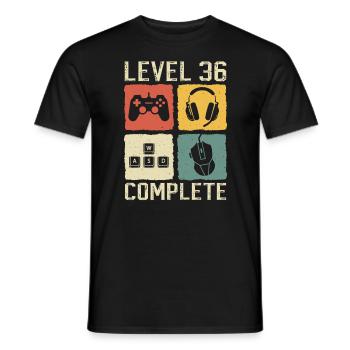 36th Birthday Level 36 Complete Gamer 36 Years - Men's T-Shirt - black - Front - AI Model Male 178 light (178cm)