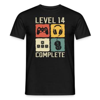 14. Geburtstag Level 14 Complete Gamer 14 Jahre - Männer T-Shirt - Schwarz - Vorne - AI Model Male 178 light (178cm)