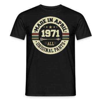 Birthday april 1971 - Gift for his 54th birthday - Men's T-Shirt - black - Front - AI Model Male 178 light (178cm)
