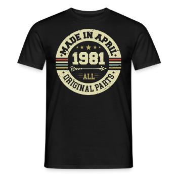 Birthday april 1981 - 44th birthday gift - Men's T-Shirt - black - Front - AI Model Male 178 light (178cm)