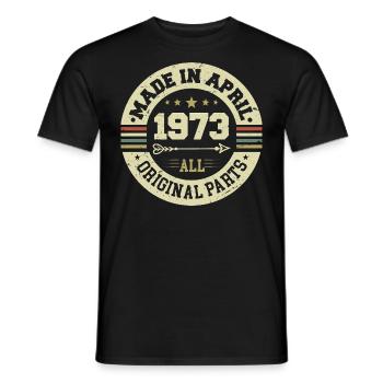 Birthday april 1973 - 52nd birthday gift - Men's T-Shirt - black - Front - AI Model Male 178 light (178cm)