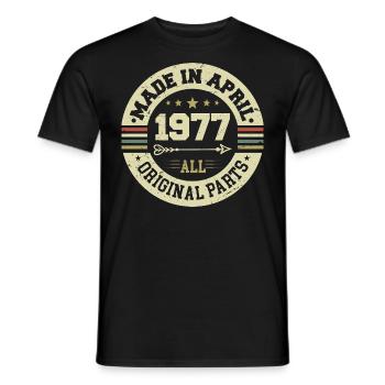 Anniversaire avril 1977 - Cadeau d’anniversaire 48ème - T-shirt homme - noir - Devant - AI Model Male 178 light (178cm)