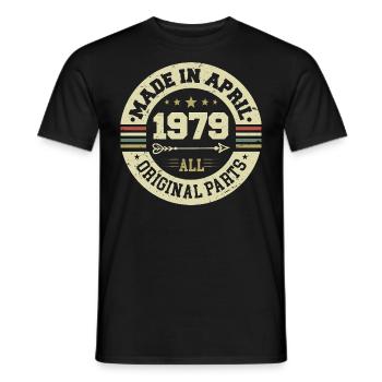 Anniversaire avril 1979 - Cadeau d’anniversaire 46ème - T-shirt homme - noir - Devant - AI Model Male 178 light (178cm)