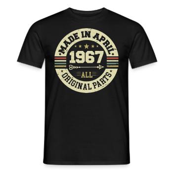 Anniversaire avril 1967 - Cadeau d’anniversaire 58 - T-shirt homme - noir - Devant - AI Model Male 178 light (178cm)
