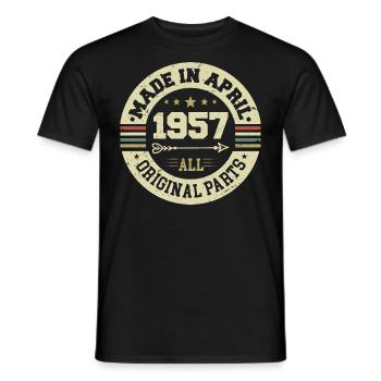 Anniversaire avril 1957 - Cadeau d’anniversaire 68 - T-shirt homme - noir - Devant - AI Model Male 178 light (178cm)