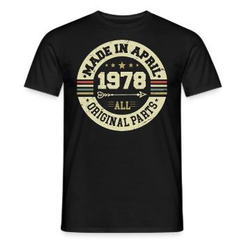 Birthday april 1978 - 47th birthday gift - Men's T-Shirt - black - Front - AI Model Male 178 light (178cm)