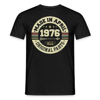 Anniversaire avril 1976 - Cadeau d’anniversaire 49 - T-shirt homme - noir - Devant - AI Model Male 178 light (178cm)