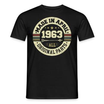 Birthday april 1963 - 62nd birthday gift - Men's T-Shirt - black - Front - AI Model Male 178 light (178cm)