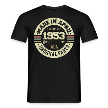 Anniversaire avril 1953 - Cadeau d’anniversaire 72 - T-shirt homme - noir - Devant - AI Model Male 178 light (178cm)