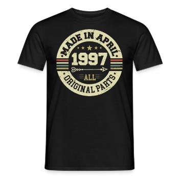 Birthday april 1997 - 28th birthday gift - Men's T-Shirt - black - Front - AI Model Male 178 light (178cm)