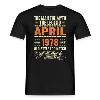 april 1978, APRIL 1978 - Männer T-Shirt - Schwarz - Vorne - AI Model Male 178 light (178cm)