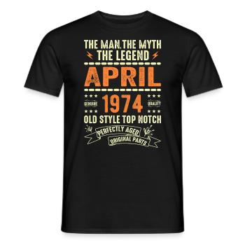 april 1974, APRIL 1974 - Männer T-Shirt - Schwarz - Vorne - AI Model Male 178 light (178cm)
