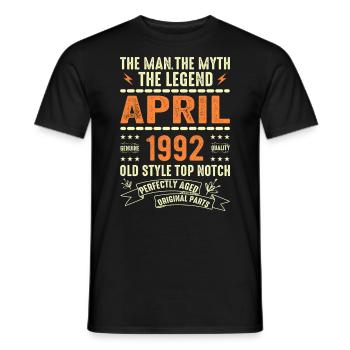 april 1992, APRIL 1992 - Männer T-Shirt - Schwarz - Vorne - AI Model Male 178 light (178cm)