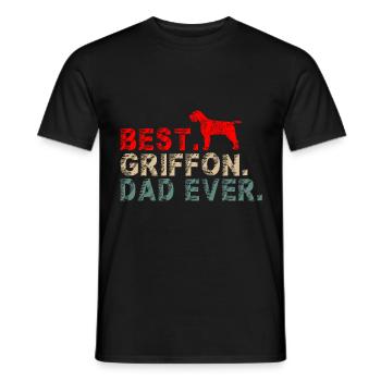 Griffon Korthals Pointing Dog Papa Dad Vintage - Men's T-Shirt - black - Front - AI Model Male 178 light (178cm)