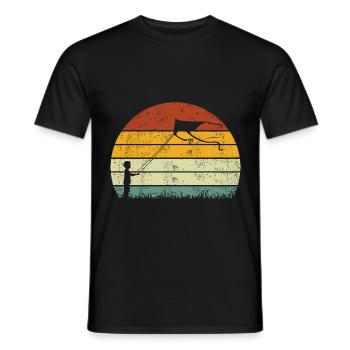 Drachensteigen Drachen Steigen lassen Vintage - Männer T-Shirt - Schwarz - Vorne - AI Model Male 178 light (178cm)