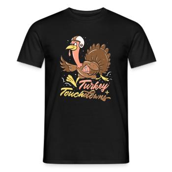 Truthahn Thanksgiving Football Turkey Touchdowns - Men's T-Shirt - black - Front - AI Model Male 178 light (178cm)