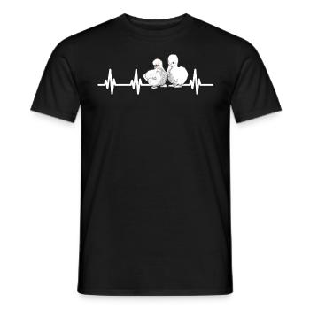 Seidenhuhn Herzschlag EKG Silkie Hühner Geschenk - Männer T-Shirt - Schwarz - Vorne - AI Model Male 178 light (178cm)