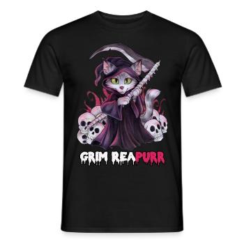 Grim Reapurr niedlich Katze als Sensenmann - Männer T-Shirt - Schwarz - Vorne - AI Model Male 178 light (178cm)