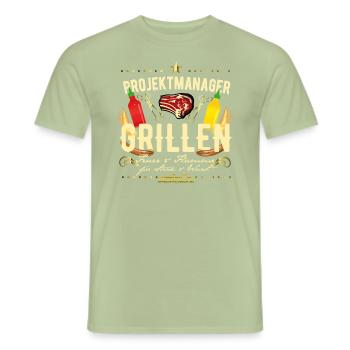 Projektmanager Grillen - Männer T-Shirt - Sage - Vorne - AI Model Male 178 light (178cm)