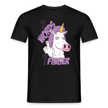 2 Wörter 1 Finger Pferd - Einhorn Fuck You - Männer T-Shirt - Schwarz - Vorne - AI Model Male 178 light (178cm)