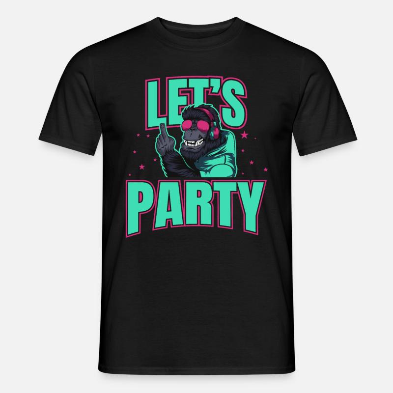 Let´s Party DJ Affe Feier Gorilla Geschenkidee - Männer T-Shirt - Schwarz