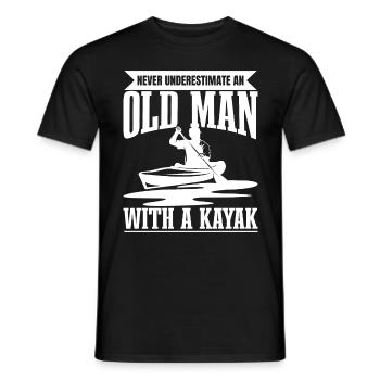 Never Underestimate An Old Man With A Kayak - Canoe - Men's T-Shirt - black - Front - AI Model Male 178 light (178cm)