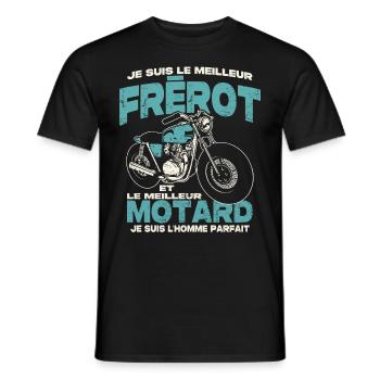 Le meilleur frèrot et le meilleur motard - T-shirt homme - noir - Devant - AI Model Male 178 light (178cm)