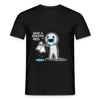 What a Beautiful Mess Funny Crying Emotional Art - Men's T-Shirt - black - Front - AI Model Male 178 light (178cm)