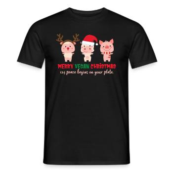 Merry Vegan Christmas Coz Peace Begins On Your - Männer T-Shirt - Schwarz - Vorne - AI Model Male 178 light (178cm)