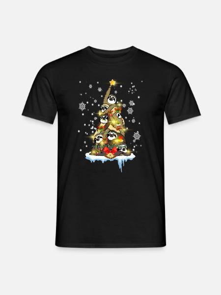 Christmas Sloth Pine Tree Funny Sloth Lovers - Männer T-Shirt - Schwarz
