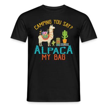 Camping You Say Alpaca My Bag Funny Llama Shirt - T-shirt homme - noir - Devant - AI Model Male 178 light (178cm)