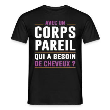 Chauve Sportif Corps Humour - T-shirt homme - noir - Devant - AI Model Male 178 light (178cm)