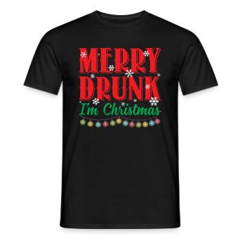 Merry Drunk I'm Christmas Sarcastic Drinking Shirt - Männer T-Shirt - Schwarz - Vorne - AI Model Male 178 light (178cm)