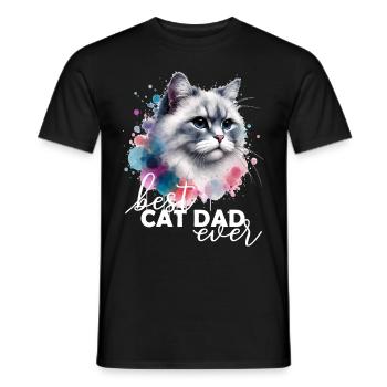 Best Cat Dad Ever Katze - Men's T-Shirt - black - Front - AI Model Male 178 light (178cm)