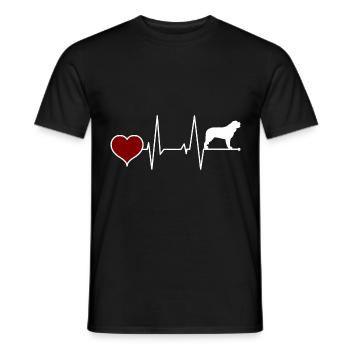 St. Bernard Mama Heartbeat Heart - Men's T-Shirt - black - Front - AI Model Male 178 light (178cm)