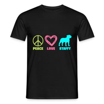 Staffordshire Bull Terrier Staffy Maman Paix Amour - T-shirt homme - noir - Devant - AI Model Male 178 light (178cm)