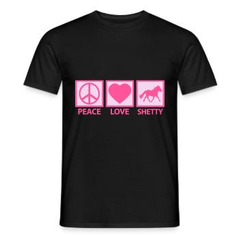 Shetland Pony Shetland Pony Peace Love Dictons Rose - T-shirt homme - noir - Devant - AI Model Male 178 light (178cm)