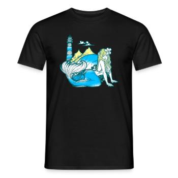 Mermaid mermaid mermaid fairy tale - Men's T-Shirt - black - Front - AI Model Male 178 light (178cm)