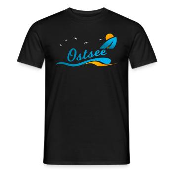 Chemise cadeau vacances mer baltique - T-shirt homme - noir - Devant - AI Model Male 178 light (178cm)