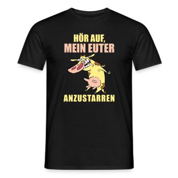 Lustige Sprüche, Kuh Cow Kühe Hör auf mein Euter - Männer T-Shirt - Schwarz - Vorne - AI Model Male 178 light (178cm)