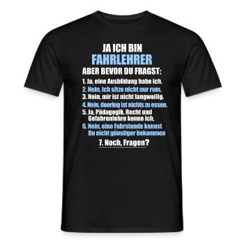 Fahrlehrer Fahrschullehrer Fahrschule Führerschein - Männer T-Shirt - Schwarz - Vorne - AI Model Male 178 light (178cm)