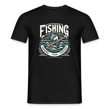 Fischen ist billiger als Therapie - Männer T-Shirt - Schwarz - Vorne - AI Model Male 178 light (178cm)