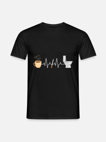 Kaffee Zigarette Toilette Witzig Raucher - Männer T-Shirt - Schwarz