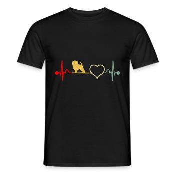 Monkey Pink Dog Heartbeat Retro - Men's T-Shirt - black - Front - AI Model Male 178 light (178cm)