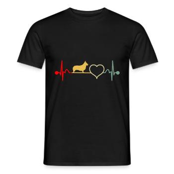 Welsh Welsh Corgi Heartbeat Retro Vintage - Men's T-Shirt - black - Front - AI Model Male 178 light (178cm)